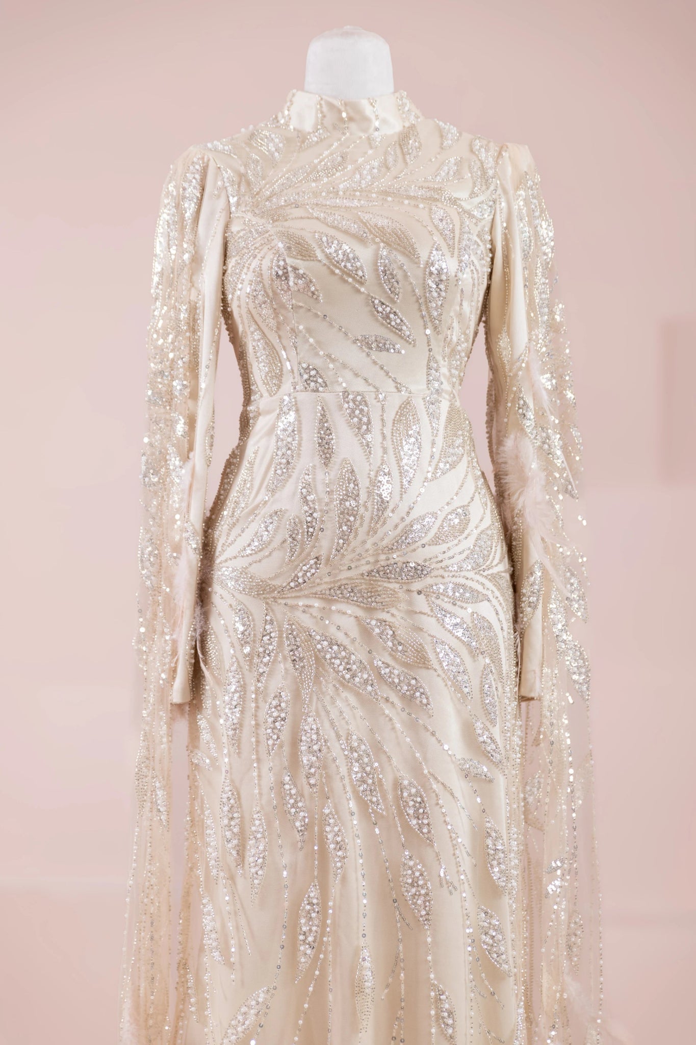 Kol Pelerin Tesettür Abiye - FioraofDress - tesettur - abiye - krem - 38 - hijab - evening - dress