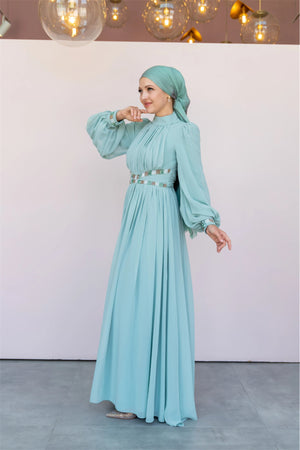 Kuğu Tesettür Abiye - FioraofDress - tesettur - abiye - 36 - mint - hijab - evening - dress