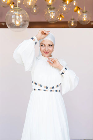 Kuğu Tesettür Abiye - FioraofDress - tesettur - abiye - 36 - Beyaz - hijab - evening - dress