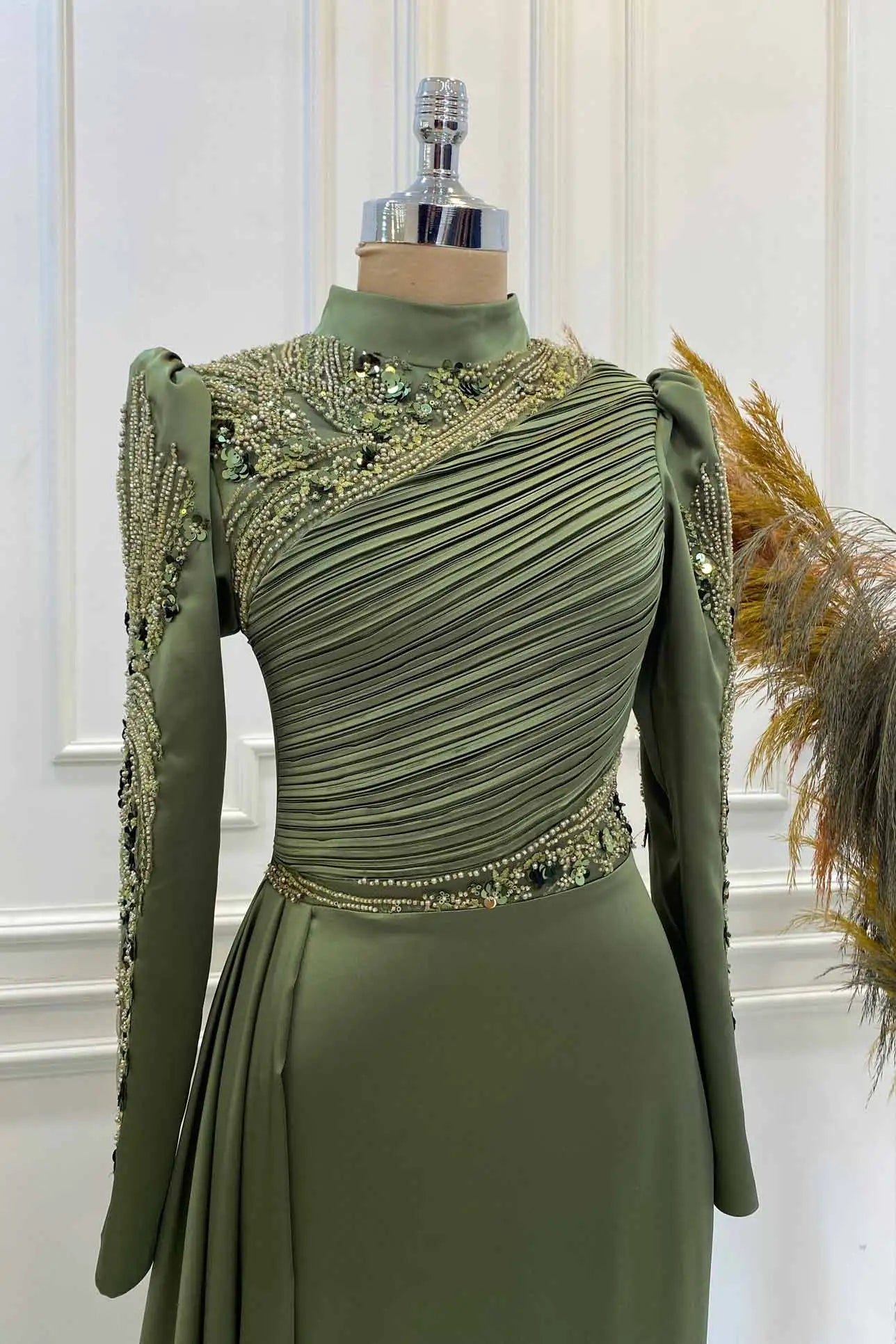 Leyla Tesettür Abiye - FioraofDress - tesettur - abiye - haki - 38 - hijab - evening - dress