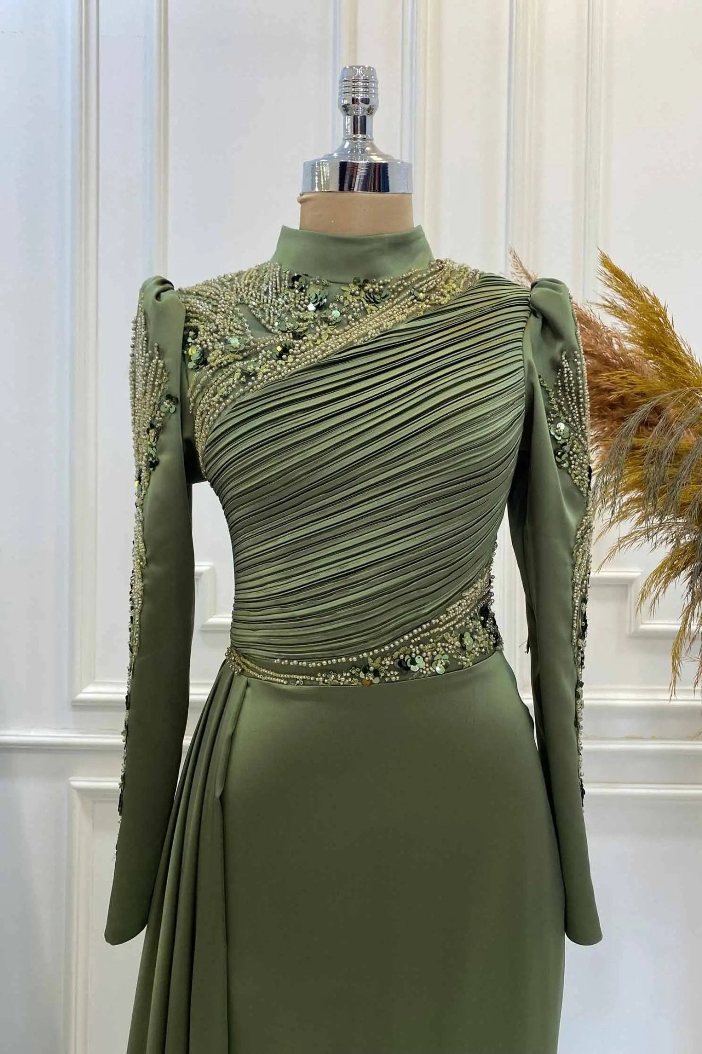 Leyla Tesettür Abiye - FioraofDress - tesettur - abiye - haki - 38 - hijab - evening - dress