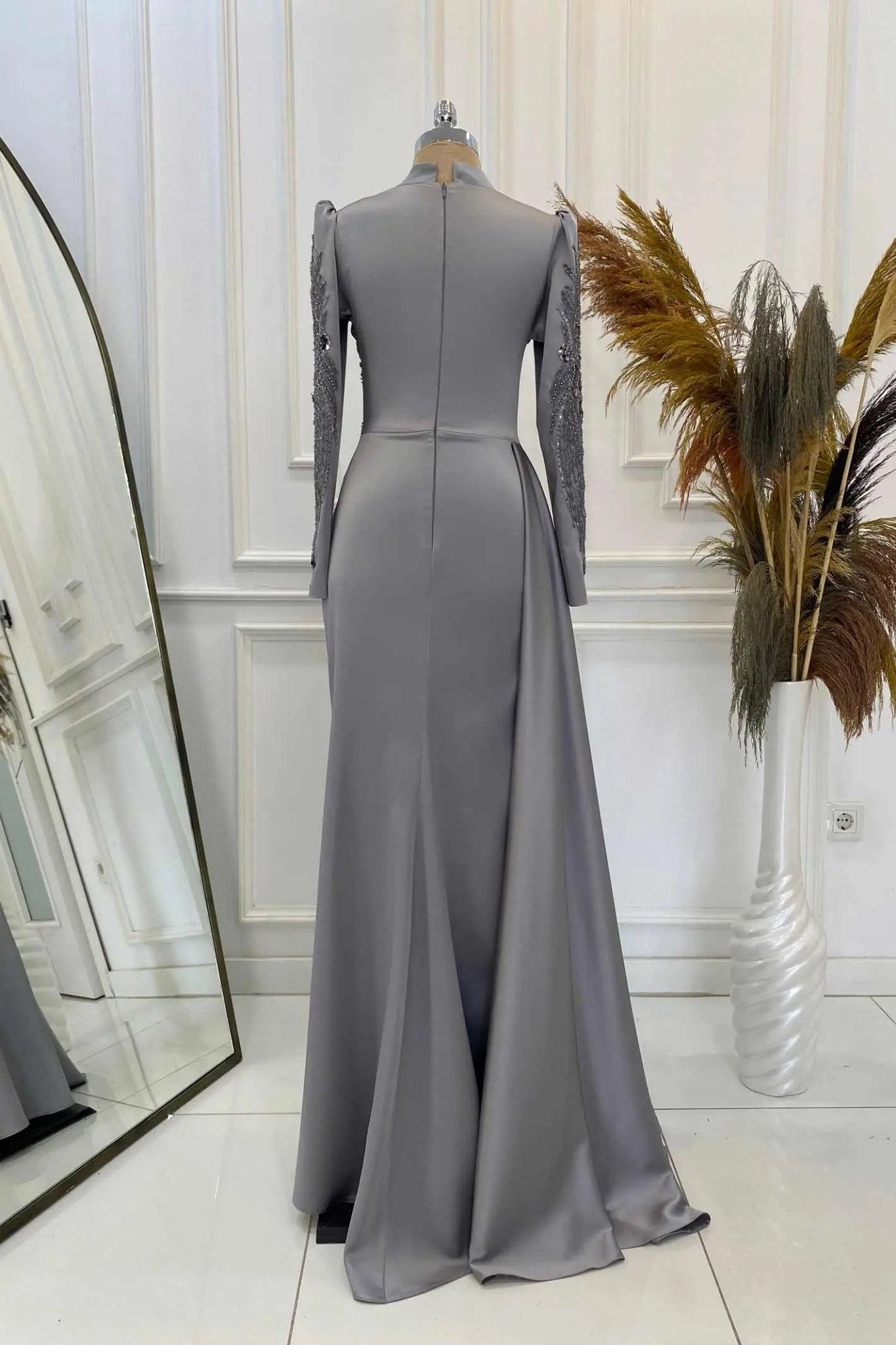 Leyla Tesettür Abiye - FioraofDress - tesettur - abiye - gri - 38 - hijab - evening - dress