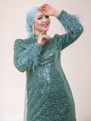 Leyna Tesettür Abiye - FioraofDress - tesettur - abiye - Yağı Yeşil - 42 - hijab - evening - dress