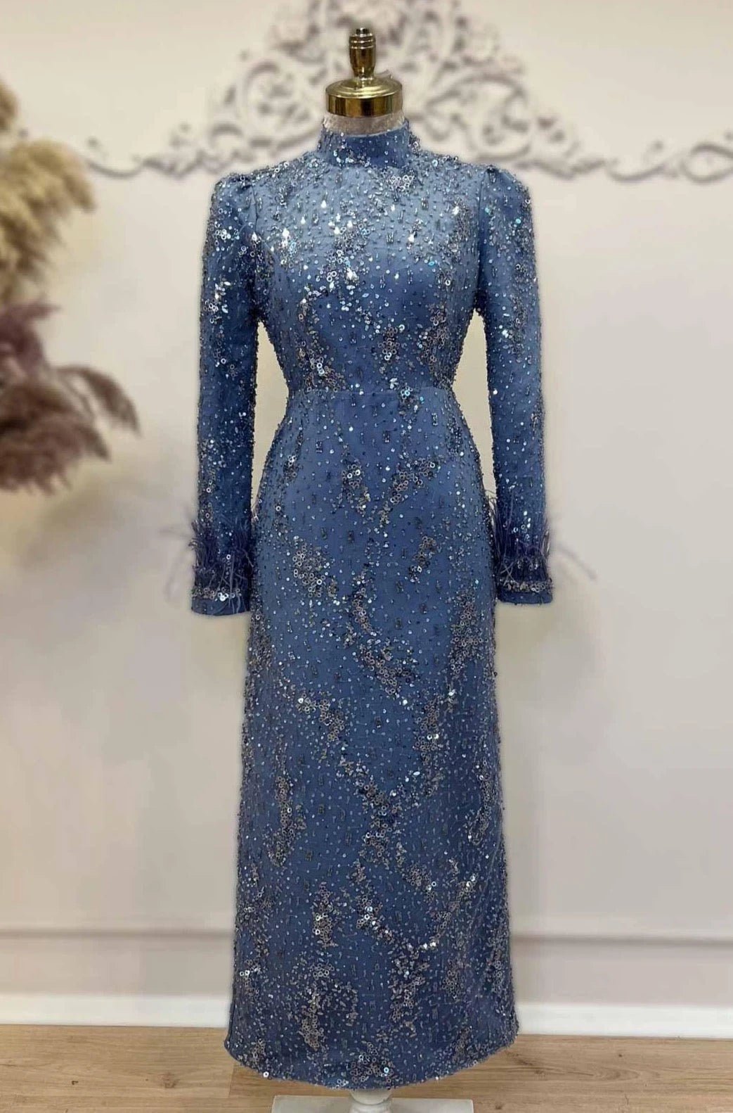 Lina Tesettür Abiye İndigo - FioraofDress - tesettur - abiye - 48 - hijab - evening - dress