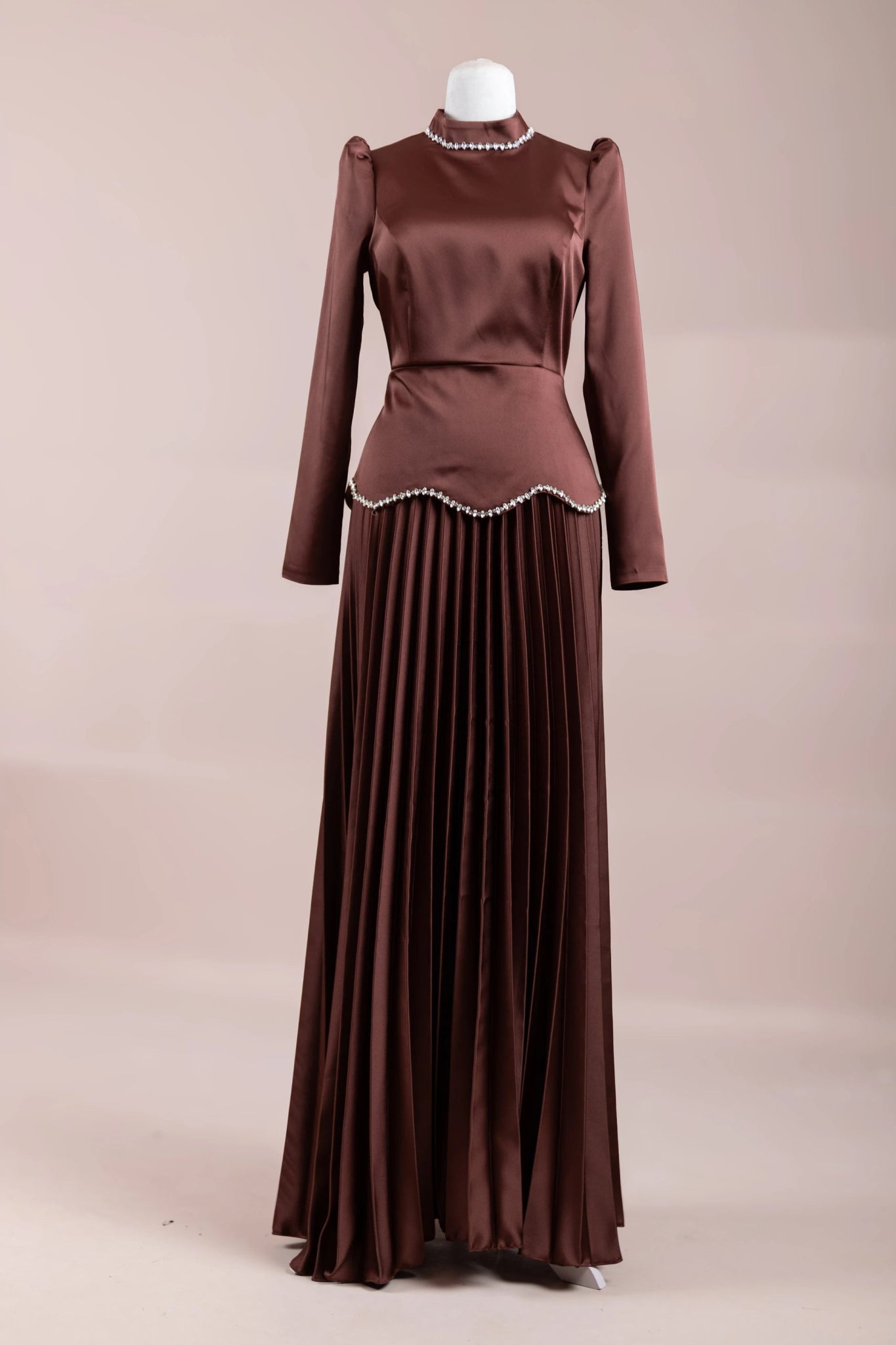 Lolita Tesettür Abiye - FioraofDress - tesettur - abiye - gold kahve - 38 - hijab - evening - dress