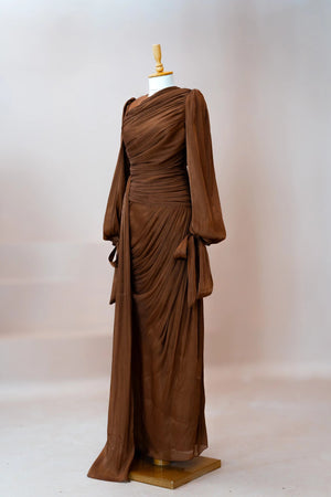 Lotus Tesettür Abiye - FioraofDress - tesettur - abiye - Kahve - 38 - hijab - evening - dress