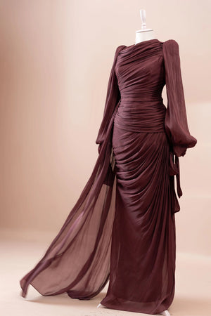 Lotus Tesettür Abiye - FioraofDress - tesettur - abiye - bery burgundy - 38 - hijab - evening - dress