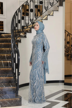 Luisa Tesettür Abiye - FioraofDress - tesettur - abiye - 38 - mint - hijab - evening - dress