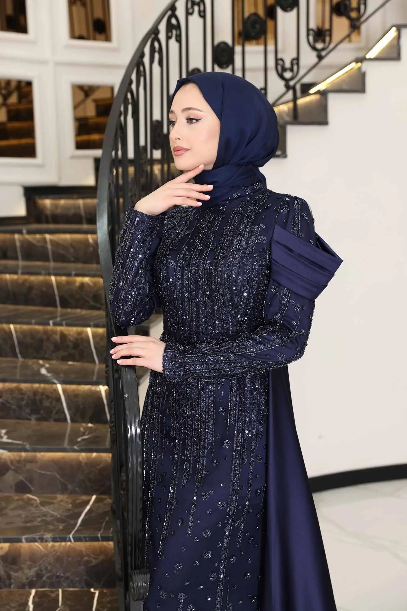 Manolya Tesettür Abiye - FioraofDress - tesettur - abiye - 38 - lacivert - hijab - evening - dress