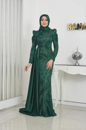 Marsilya Tesettür Abiye - FioraofDress - tesettur - abiye - 44 - GOLD - hijab - evening - dress
