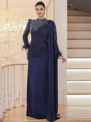 Melina Tesettür Abiye - FioraofDress - tesettur - abiye - 48 - lacivert - hijab - evening - dress