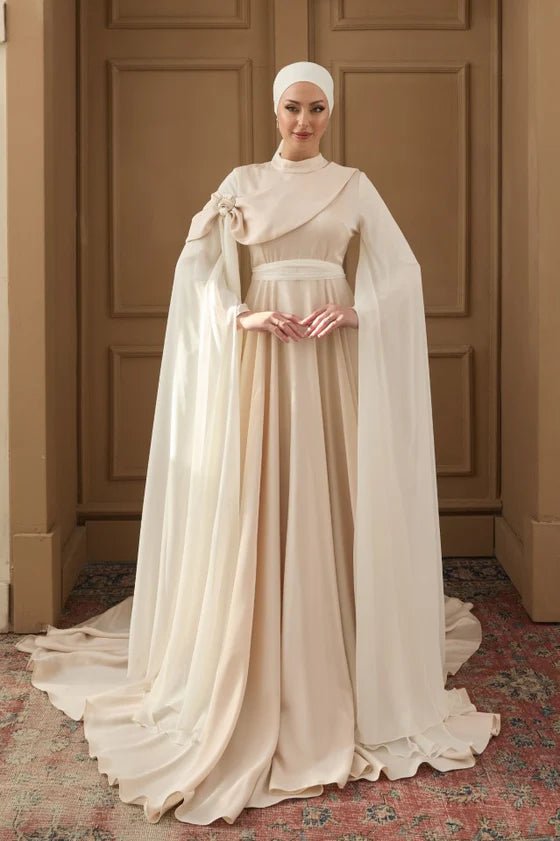 Melisa Taşlı Tesettür Abiye - FioraofDress - tesettur - abiye - 36 - Ekru - hijab - evening - dress