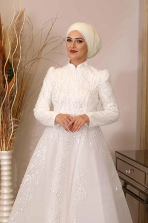 Mihrimah Abiye - FioraofDress - tesettur - abiye - 54 - Beyaz - hijab - evening - dress