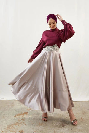 Mina Tesettür Takım - Mürdüm - FioraofDress - tesettur - abiye - 42 - hijab - evening - dress