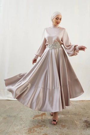 Mina Tesettür Takım - Pudra - FioraofDress - tesettur - abiye - 42 - Pudra - hijab - evening - dress