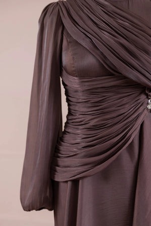 Nedya Tesettür Abiye - FioraofDress - tesettur - abiye - Mocha - 38 - hijab - evening - dress