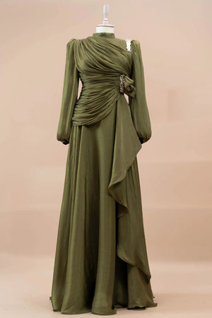 Nedya Tesettür Abiye - FioraofDress - tesettur - abiye - Çimen yeşili - 38 - hijab - evening - dress