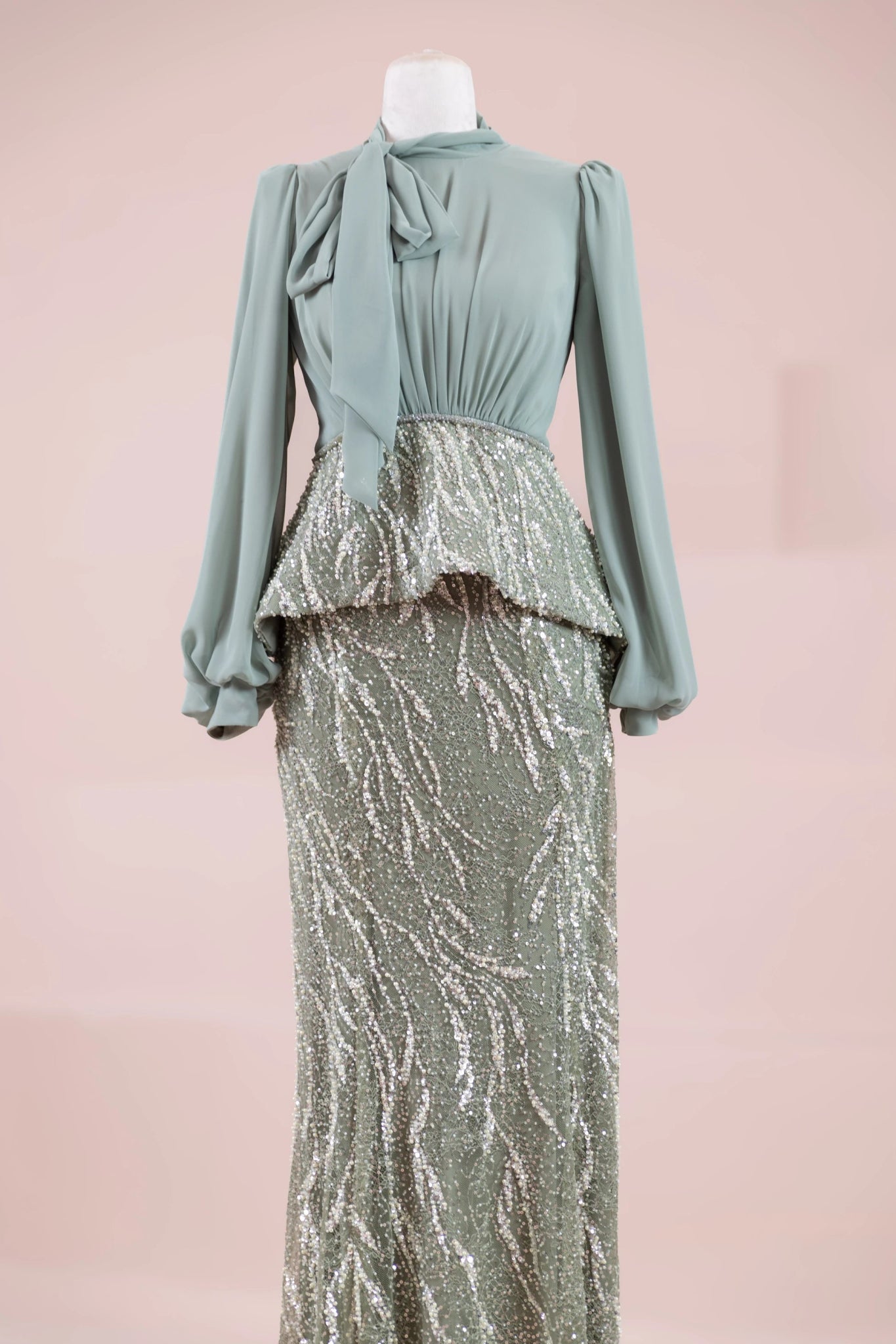 Nisa Tesettür Abiye - FioraofDress - tesettur - abiye - YAĞ YEŞİLİ - 38 - hijab - evening - dress