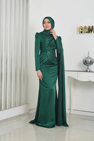 Noura Tesettür Abiye - FioraofDress - tesettur - abiye - 48 - zümrüt - hijab - evening - dress