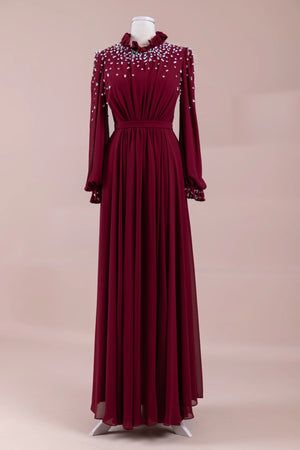 Nova Teseetür Abiye - FioraofDress - tesettur - abiye - BORDO - 38 - hijab - evening - dress