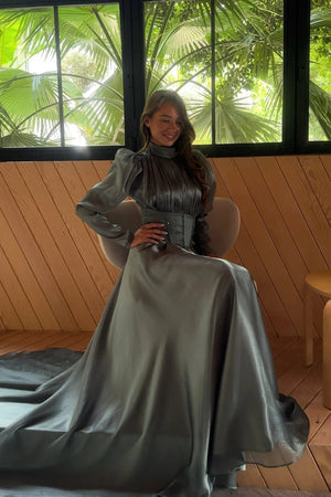 Ophelia - FioraofDress - tesettur - abiye - Yağ Yeşili - 36 - hijab - evening - dress