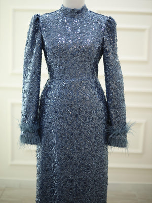 Paris Tesettür Abiye - FioraofDress - tesettur - abiye - 48 - indigo - hijab - evening - dress