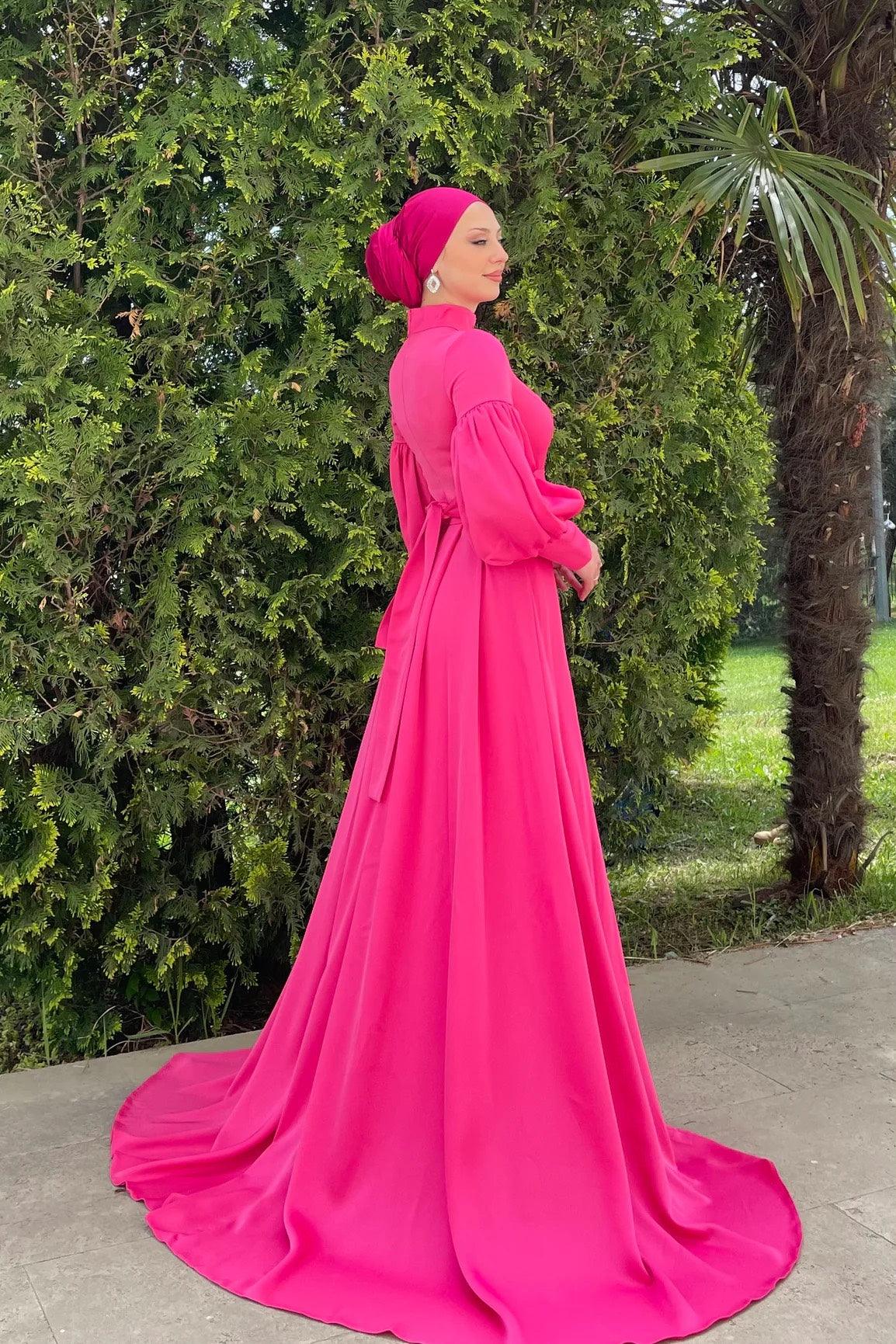 Parla Tesettür Abiye - FioraofDress - tesettur - abiye - 44 - PEMBE - hijab - evening - dress