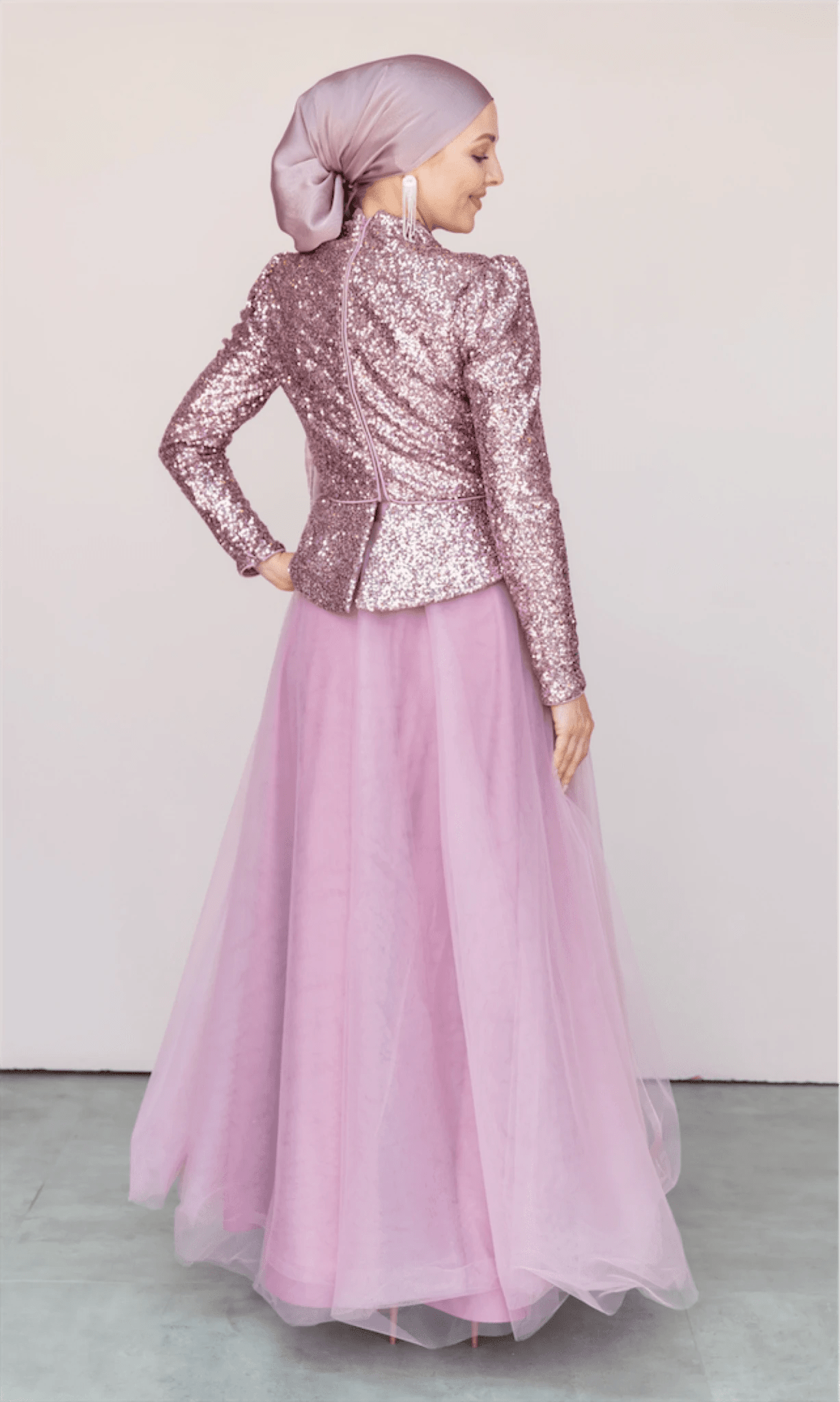 Payet Peplum Ceket Tütü Etek Takım Abiye - FioraofDress - tesettur - abiye - 44 - PEMBE - hijab - evening - dress