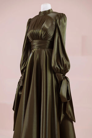 Pearl Tesettür Abiye - FioraofDress - tesettur - abiye - haki - 38 - hijab - evening - dress