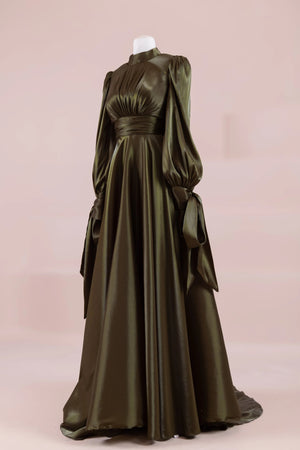 Pearl Tesettür Abiye - FioraofDress - tesettur - abiye - haki - 38 - hijab - evening - dress