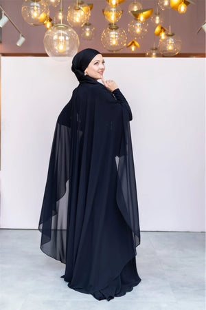 Pelerin Tesettür Abiye - FioraofDress - tesettur - abiye - 40 - SİYAH - hijab - evening - dress