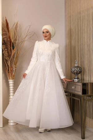 Prenses Tesettür Abiye - FioraofDress - tesettur - abiye - Beyaz - 38 - hijab - evening - dress