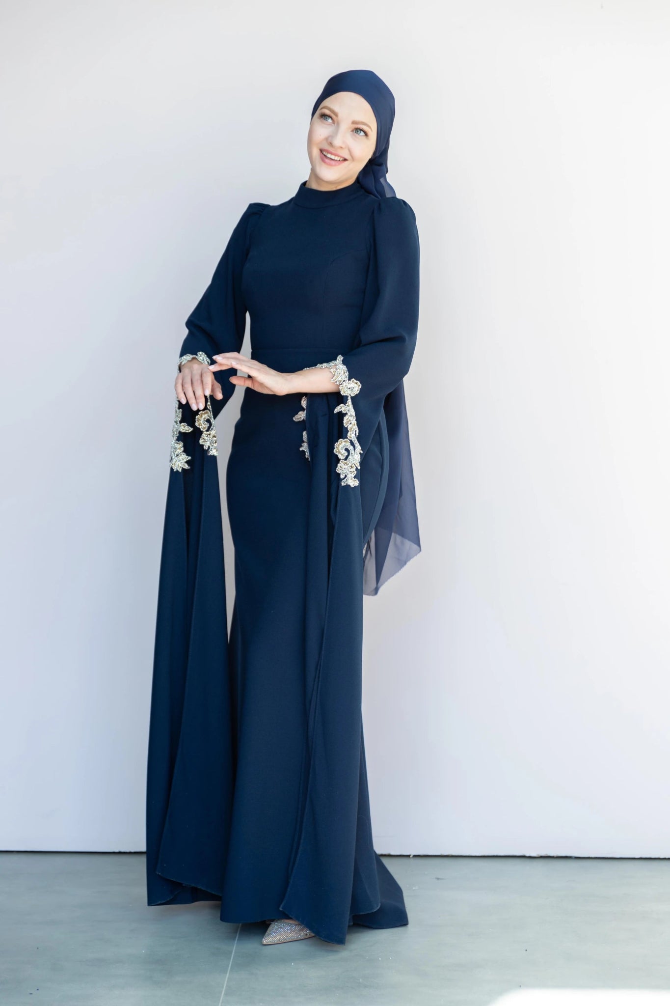 Queen Teseetür Abiye - FioraofDress - tesettur - abiye - 36 - LACİVERT - hijab - evening - dress