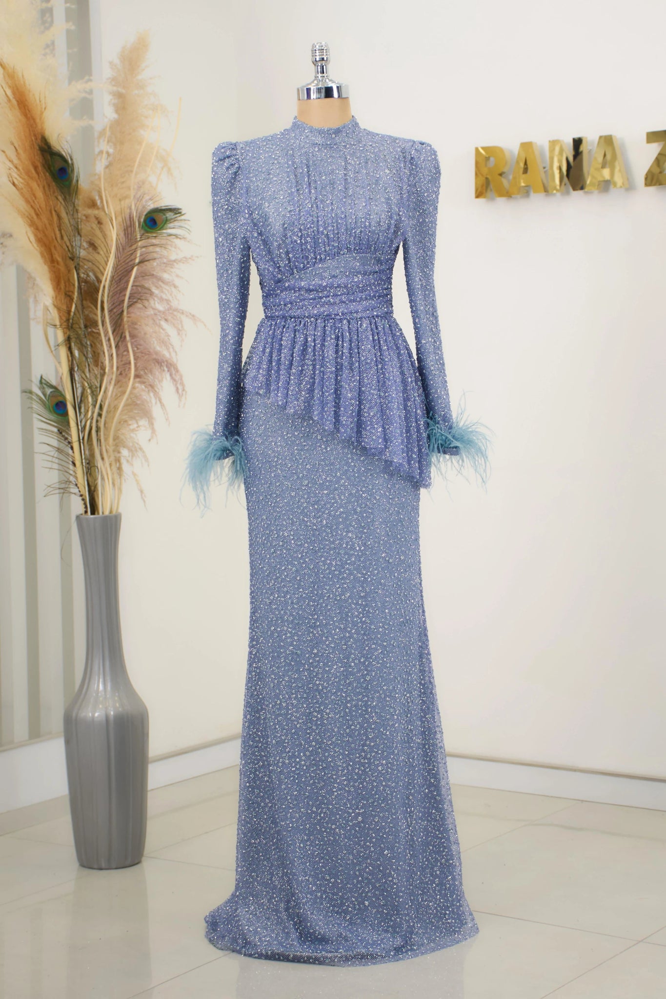 Rachelle Tesettür Abiye - FioraofDress - tesettur - abiye - indigo - 38 - hijab - evening - dress