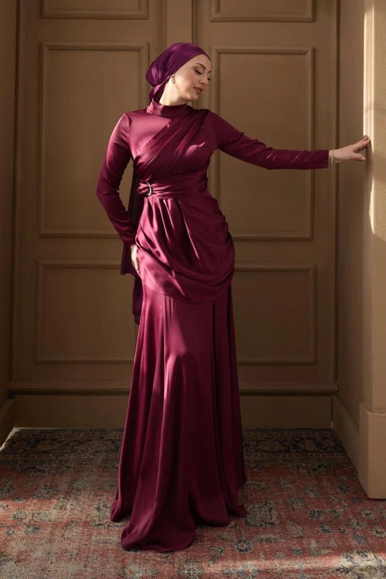 Rana Taşlı Tesettür Abiye - FioraofDress - tesettur - abiye - 36 - Mürdüm - hijab - evening - dress