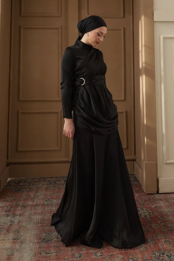 Rana Taşlı Tesettür Abiye - FioraofDress - tesettur - abiye - 36 - Siyahh - hijab - evening - dress