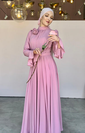 Romantic Tesettur Abiye - FioraofDress - tesettur - abiye - PEMBE - 44 - hijab - evening - dress