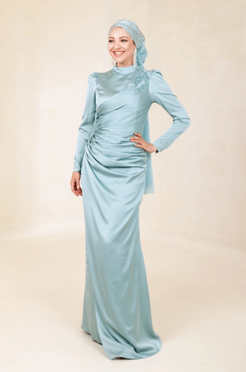Romola Tesettür Abiye - FioraofDress - tesettur - abiye - 44 - mint - hijab - evening - dress