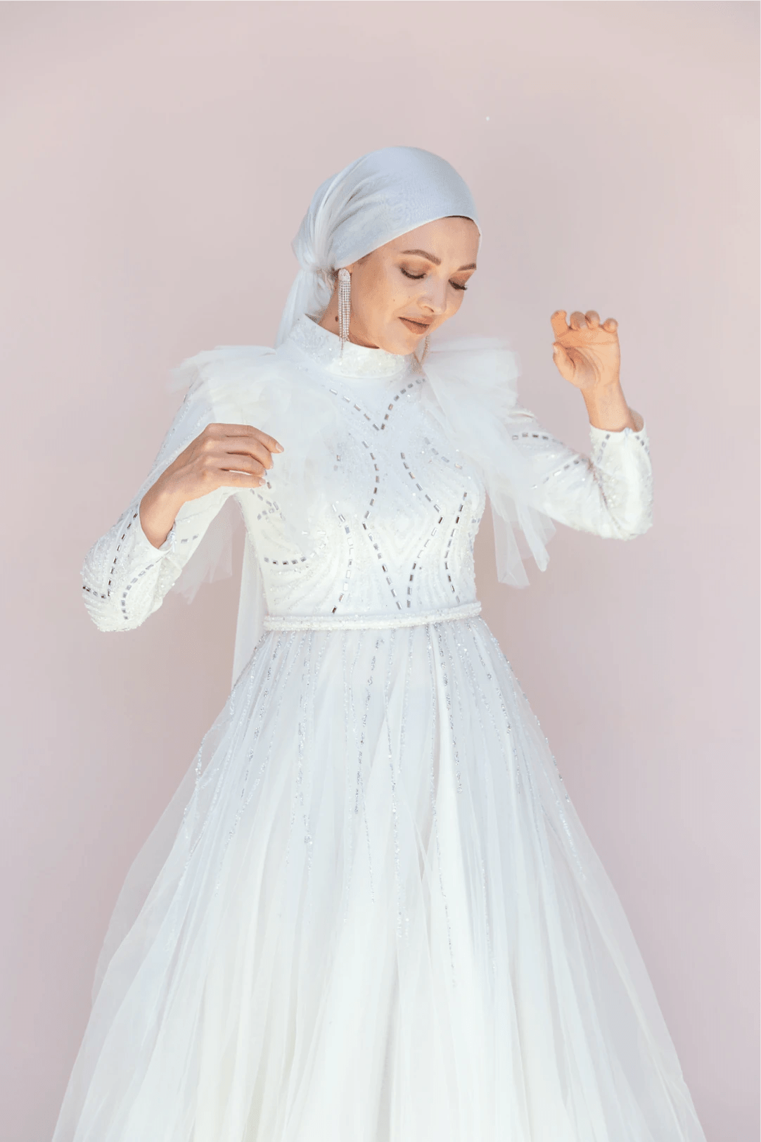 Rosette Tesettür Abiye - FioraofDress - tesettur - abiye - 42 - Beyaz - hijab - evening - dress