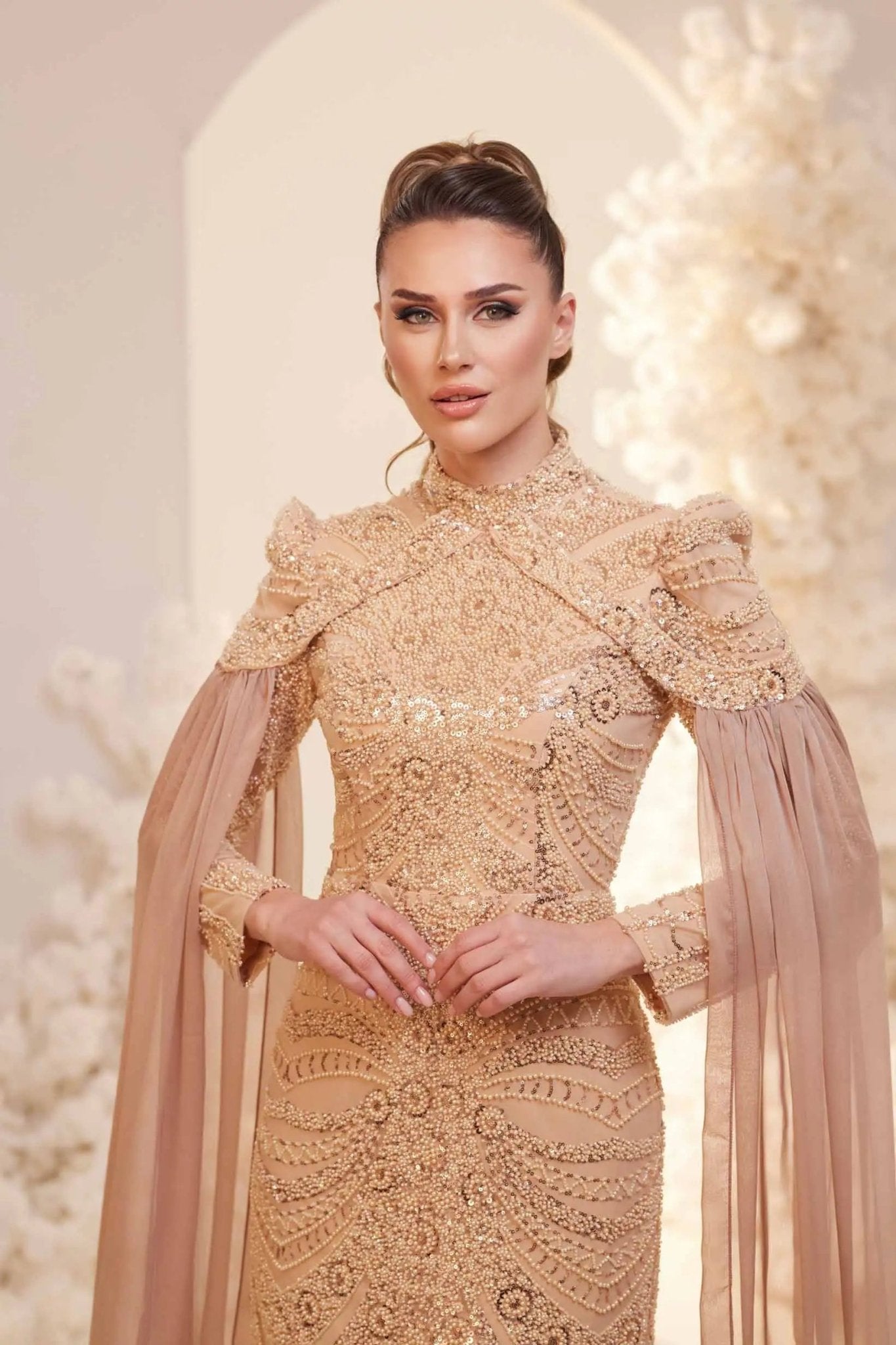 Sabrina Tesettür Abiye - FioraofDress - tesettur - abiye - GOLD - 38 - hijab - evening - dress