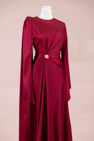 Satenya Tesettür Abiye - FioraofDress - tesettur - abiye - BORDO - 38 - hijab - evening - dress