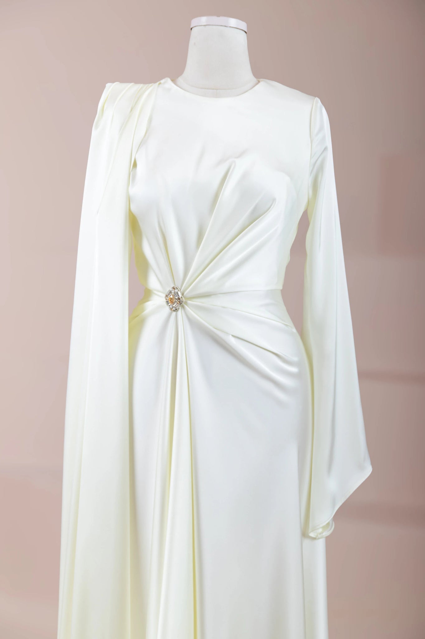 Satenya Tesettür Abiye - FioraofDress - tesettur - abiye - Ekru - 38 - hijab - evening - dress