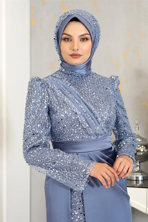 Şehrazat Tesettür Abiye Mavi - FioraofDress - tesettur - abiye - 48 - hijab - evening - dress