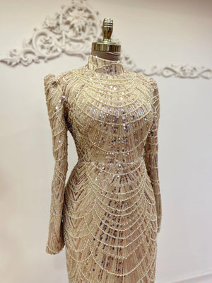 Selena Tesettür Abiye Gold - FioraofDress - tesettur - abiye - 48 - hijab - evening - dress