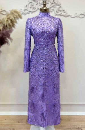 Selena Tesettür Abiye Lila - FioraofDress - tesettur - abiye - 48 - LİLA - hijab - evening - dress