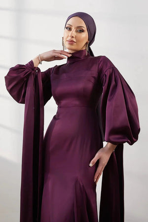 Serenay Taşlı Tesettür Abiye - FioraofDress - tesettur - abiye - 42 - Mürdüm - hijab - evening - dress