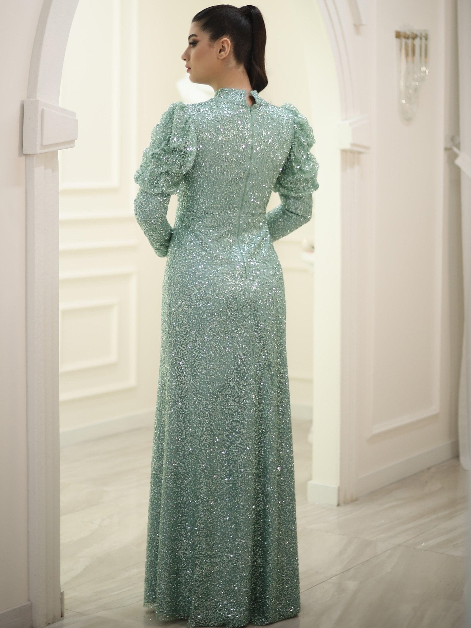 Serra Tesettür Abiye - FioraofDress - tesettur - abiye - 48 - mint - hijab - evening - dress