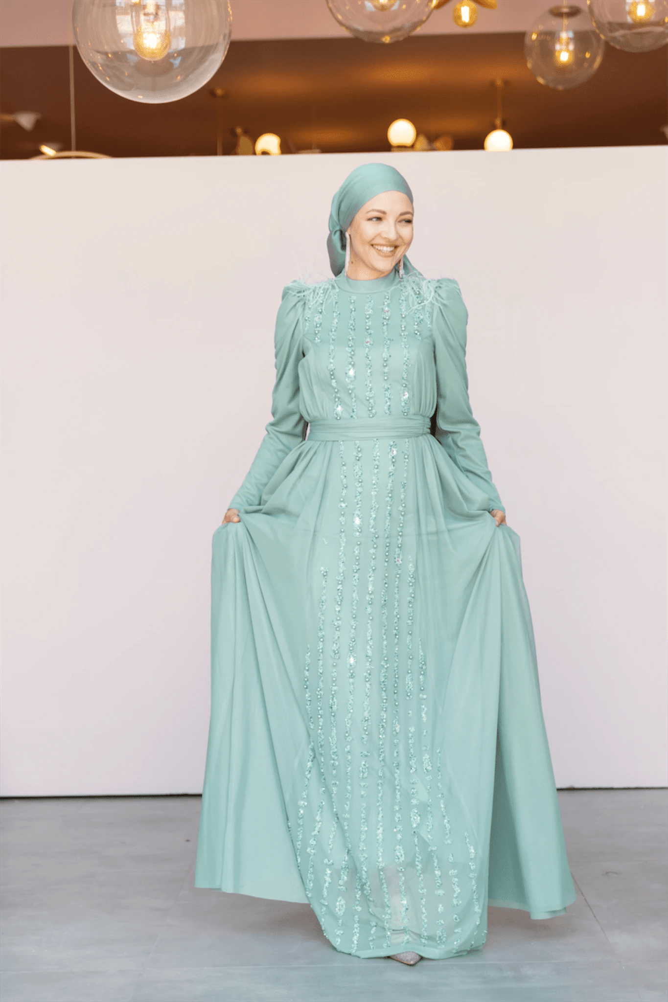 Smile Tesettür Abiye - FioraofDress - tesettur - abiye - 44 - mint - hijab - evening - dress