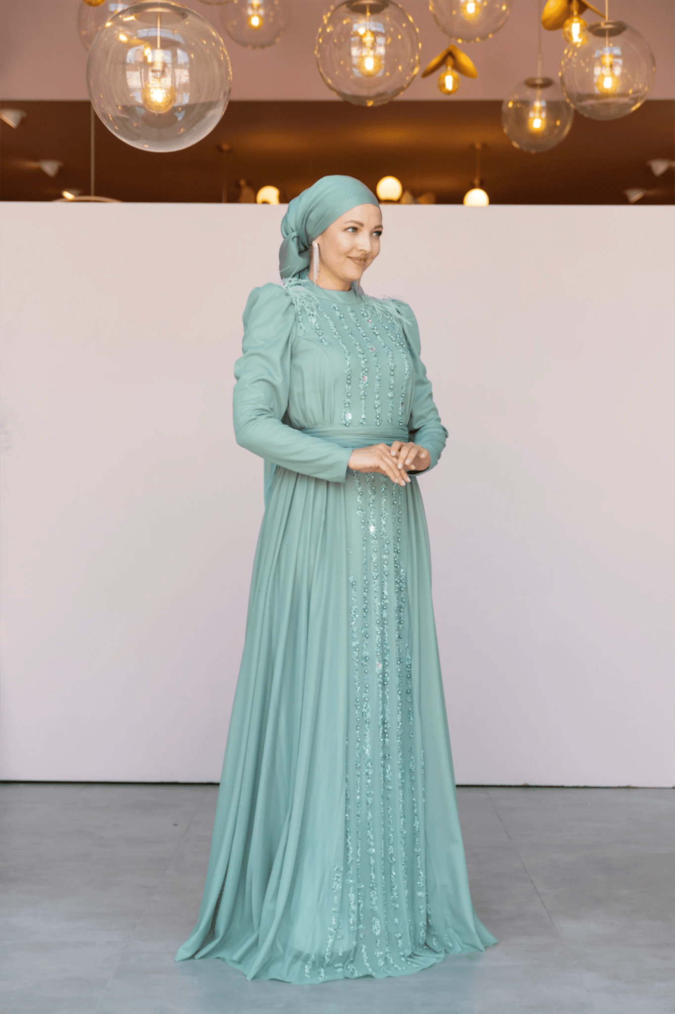 Smile Tesettür Abiye - FioraofDress - tesettur - abiye - 44 - mint - hijab - evening - dress