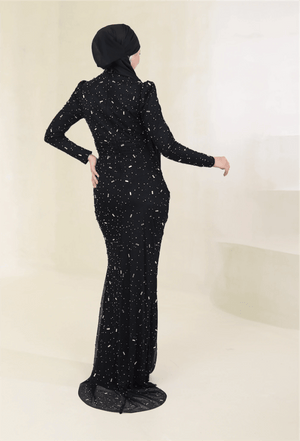 Stone Tesettür Abiye - FioraofDress - tesettur - abiye - 44 - Siyahh - hijab - evening - dress